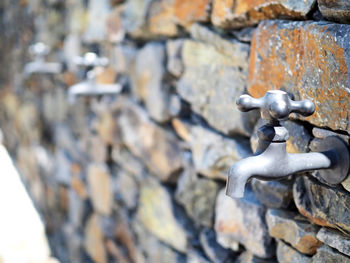 Close-up of old stone wall