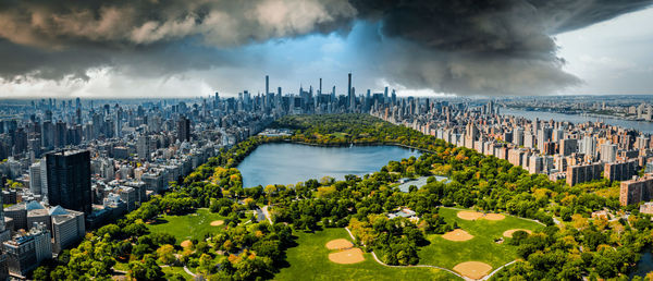 Central park aerial view in manhattan, new york.