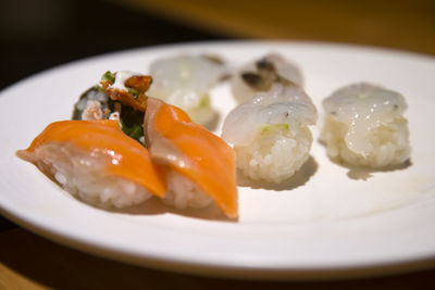 Close-up of sushi in plate