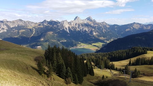 Scenic view of mountains against sky