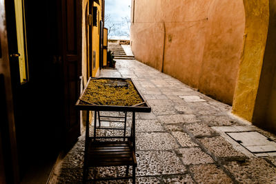 Empty alley amidst buildings