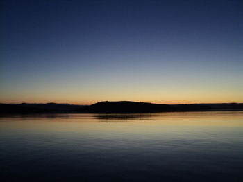 Scenic view of sea against clear sky during sunset