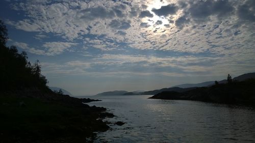 Scenic view of sea against cloudy sky