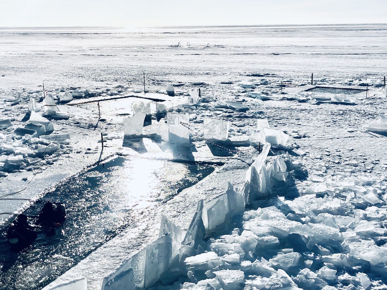 AERIAL VIEW OF FROZEN SEA