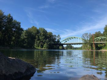 Bridge over river against sky