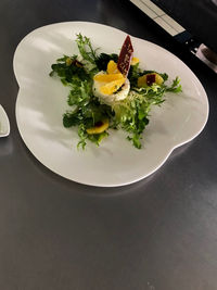 High angle view of breakfast served on plate