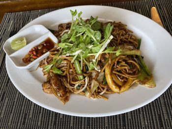 High angle view of meal served in plate