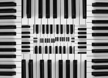 High angle view of piano keys