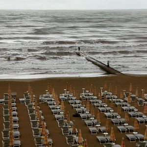 High angle view of beach against sky