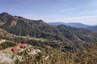Scenic view of mountains against sky