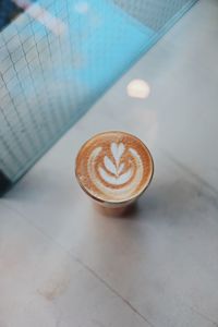 High angle view of coffee on table