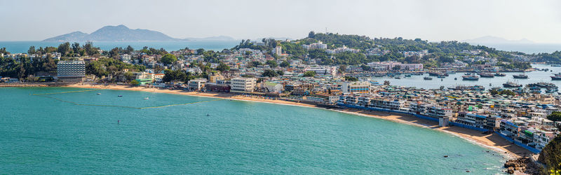 High angle view of buildings in city