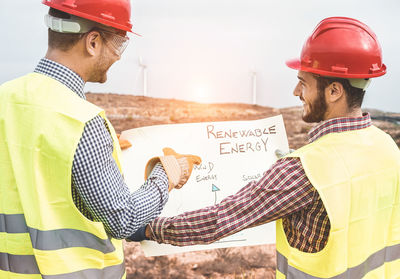 Engineers working at construction site