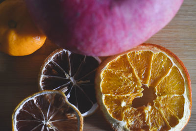 High angle view of fruits on table