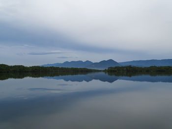 Scenic view of lake against sky