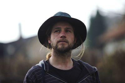 Portrait of man wearing hat