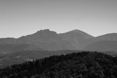 Scenic view of mountains against clear sky