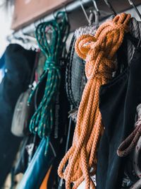 Close-up of climbing ropes