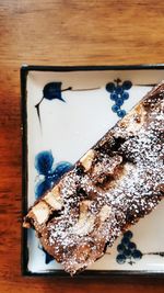 High angle view of cake on table