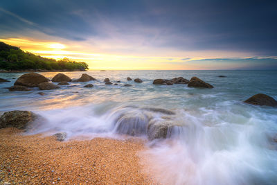 Scenic view of sea against sky during sunset