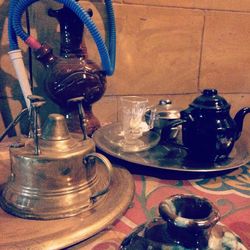 High angle view of tea on table