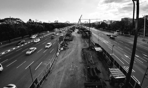 High angle view of traffic on road