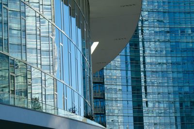 Low angle view of modern buildings in city