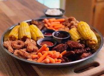 Close-up of food in plate on table