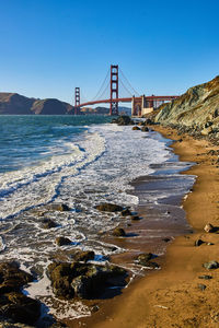 Scenic view of sea against clear sky