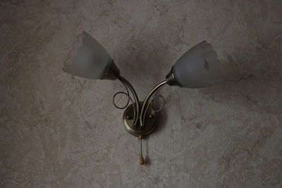 High angle view of electric lamp on table