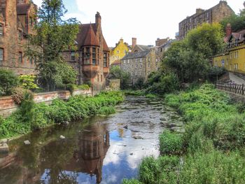 Reflection of building in river
