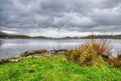 Scenic view of lake against sky
