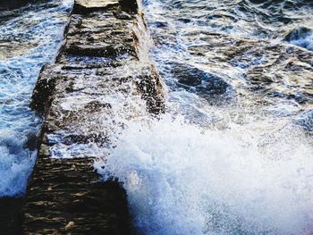 Water flowing through rocks