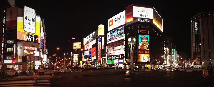 Illuminated city at night