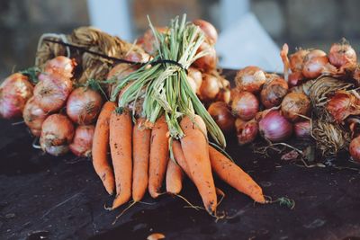 Close-up of vegetables for sale in market