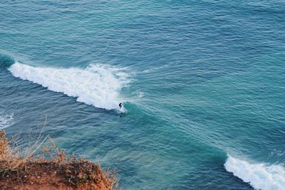 High angle view of people on beach