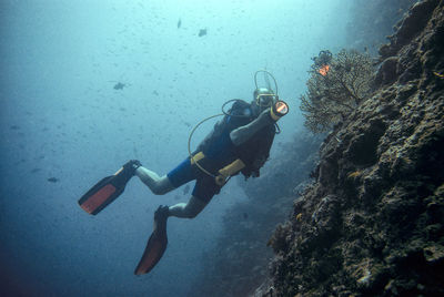 Man swimming in sea