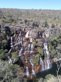 Scenic view of waterfall in forest