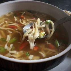 Close-up of soup in bowl