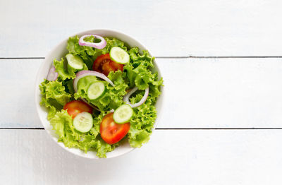 Directly above shot of salad served in bowl