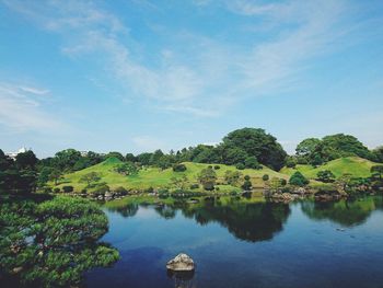 Scenic view of lake against sky