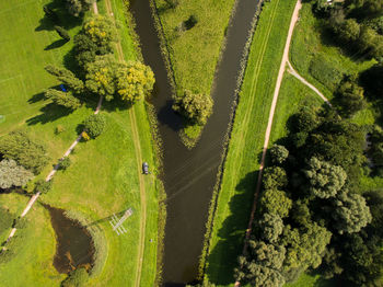 High angle view of green landscape