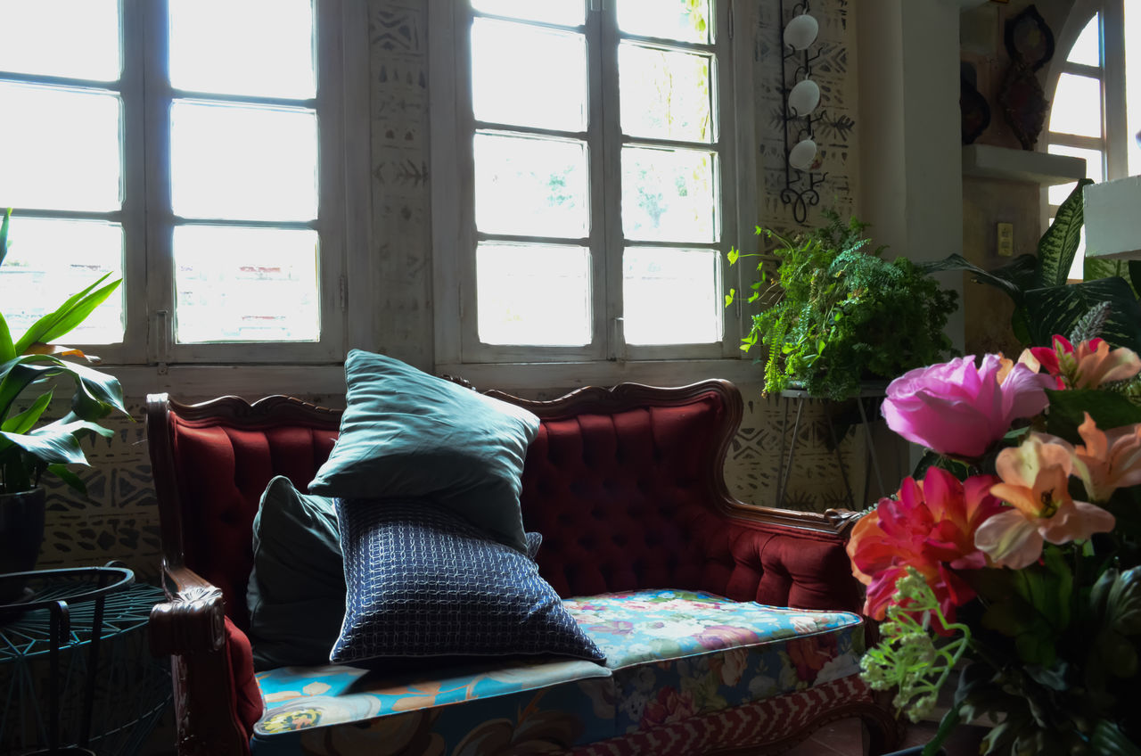 VIEW OF FLOWERS IN CHAIR