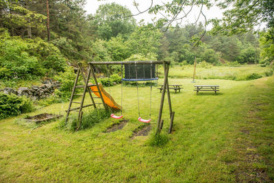 Empty swing in playground