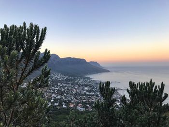 Scenic view of sea against sky at sunset