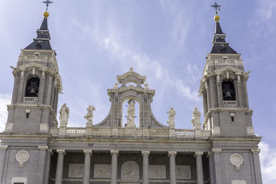 Low angle view of madrid royal palace against sky