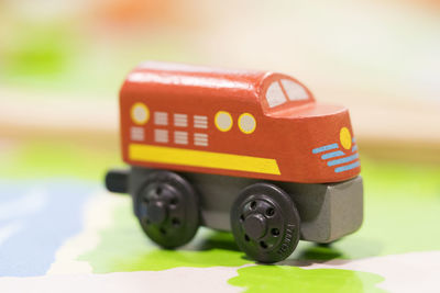 Close-up of toy car