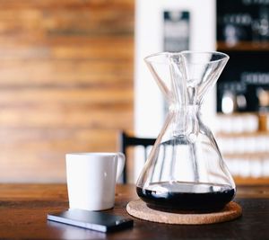 Close-up of coffee on table