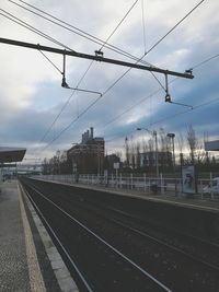 View of railroad station against sky