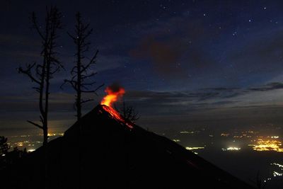 View of illuminated lights at night